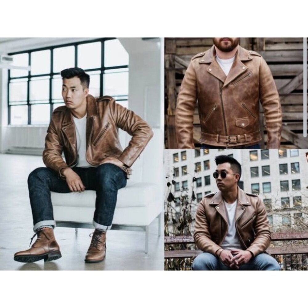 Thursday Boots Co X Horween The Natural Chromexcel Mortorcycle jacket sz S 2018